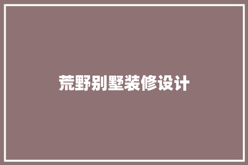 荒野别墅装修设计