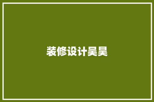 装修设计吴昊  第1张