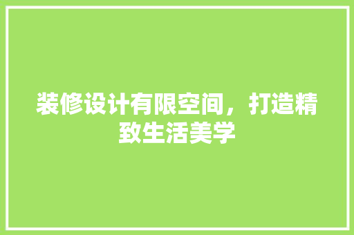 装修设计有限空间，打造精致生活美学