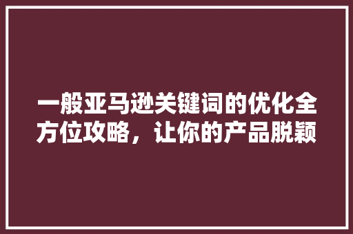 一般亚马逊关键词的优化全方位攻略，让你的产品脱颖而出