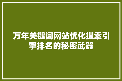 万年关键词网站优化搜索引擎排名的秘密武器 第1张 万年关键词网站优化搜索引擎排名的秘密武器 第1张