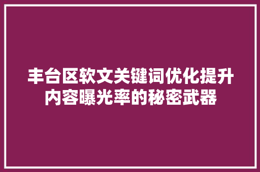 丰台区软文关键词优化提升内容曝光率的秘密武器