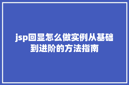 jsp回显怎么做实例从基础到进阶的方法指南