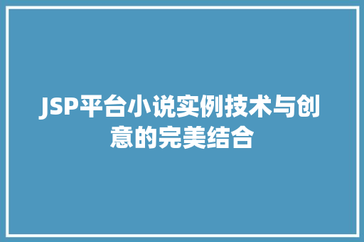 JSP平台小说实例技术与创意的完美结合