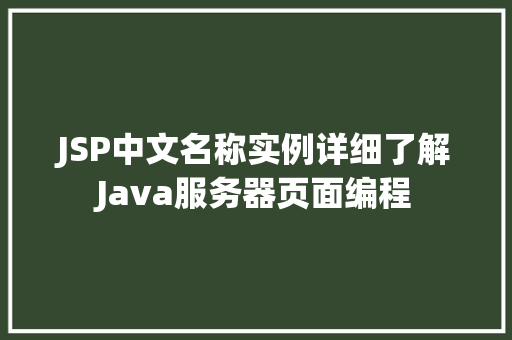 JSP中文名称实例详细了解Java服务器页面编程