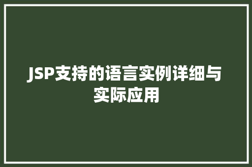 JSP支持的语言实例详细与实际应用