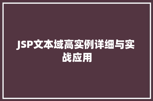 JSP文本域高实例详细与实战应用