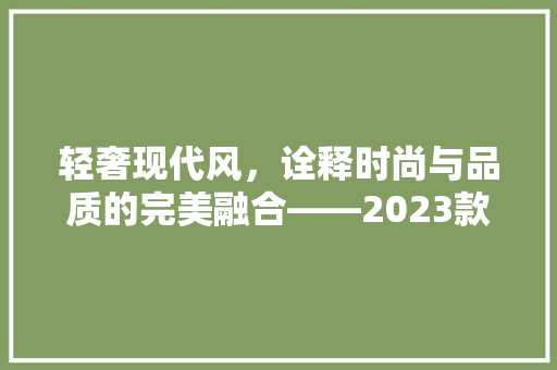 轻奢现代风，诠释时尚与品质的完美融合——2023款装修效果图