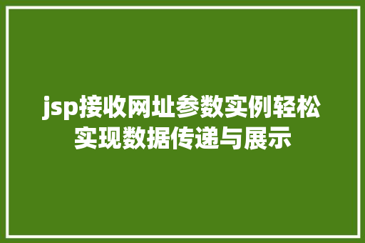jsp接收网址参数实例轻松实现数据传递与展示